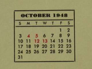 OCTOBER 1948 GEORGE PETTY GIRL CALENDAR ART SWIMSUIT PINUP VINTAGE 