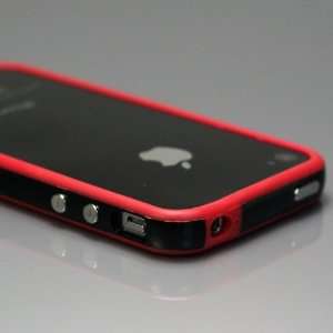  Red / Black Bumper Case for Apple iPhone 4 [Total 60 Colors] +Free 