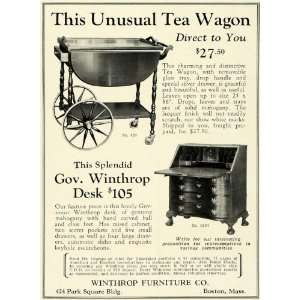  1927 Ad Winthrop Furniture Boston Wooden Tea Wagon Desk 