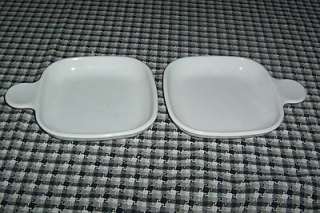 Corning Ware White Grab It Square Serving Plates Dishes Handle 