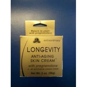  Longevity Anti Aging Skin Cream with Pregnenolone 2 oz 