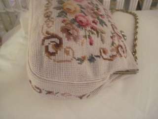 Floral/PINK ROSES Needlepoint Purse by CHRISTINE of DETROIT Vintage 