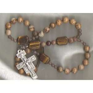   Anglican Prayer Beads of Tiger Eye, St. Francis Cross 
