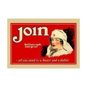 Join   Red Cross Work Must Go On 12x18 Giclee on canvas 