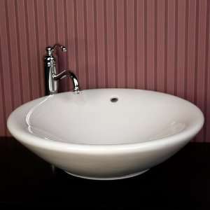 Round Porcelain Ceramic Countertop Bathroom Vessel Sink   21 x 6 1/4 
