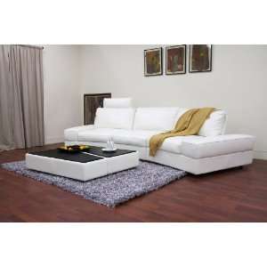    White Leather Modern Sectional Sofa 5 Piece Set