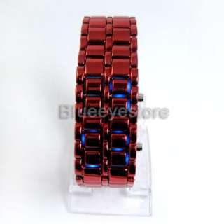 Fashion Luxurys Red Lava Iron Samurai Metal LED Faceless Watch Lady 