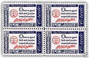 George Washington Credo on US Postage Stamps from 1960  