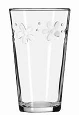 New 4 Libbey Clear Glass Daisy 16oz Drinking Tumblers  