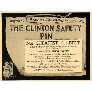   Safety Diaper Pin Waterbury CT   Original Print Ad