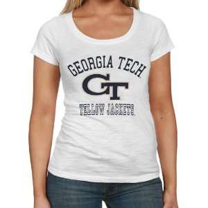   Georgia Tech Yellow Jackets Ladies White Classic Scoop Neck T shirt