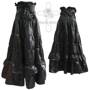 Gothic Visual Kei Dark Retro Corset SATIN Long Skirt  