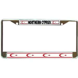  North Cypriot Cyprus Flag Chrome Metal License Plate Frame 