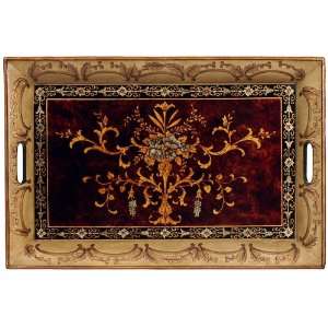  Floral Accent Design Wood Tray