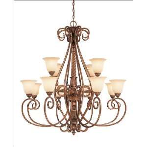   Chandelier   Cathedral Gold Finish  Textured Scavo Glass Home