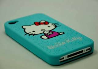 Brand New Cuty Silicone Hello Kitty Case Cover for iPhone 4G Lite Blue 