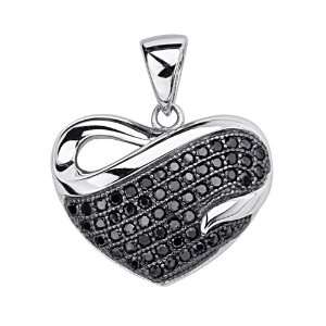   CZ Micro Pave Contrast Heart Wave Heart Pendant GoldenMine Jewelry