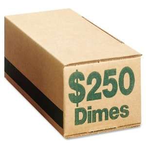  PM Company 61010 Coin Box, Dimes, 250, 50/CT, Green 