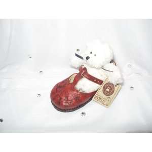   Girl Shoe Plush White Mini Bear and Red Mary Jane Style Shoe Baby