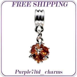 1pc silver crystal stone pendant for European bracelet beads charm 