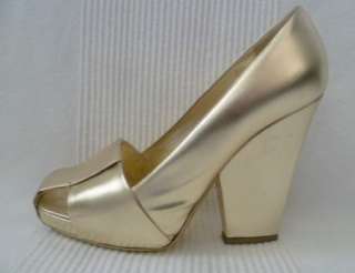   LAURENT Gorgeous gold leather ` Dada ` heels shoes pumps 39 ,Uk 6