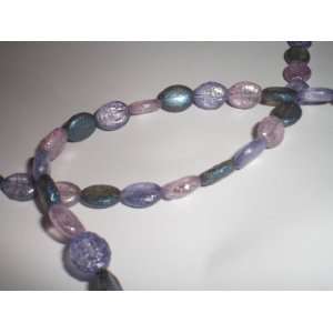  Darice 7 Strand Flat Oval Iced/Frosted Lilac Beads 