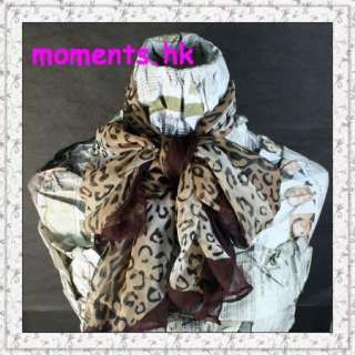 Vintage Brown Leopard Printed Touch Chiffon Scarf SA17  