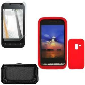 iNcido Brand Samsung Conquer 4G D600 Combo Solid Red Silicone Skin 