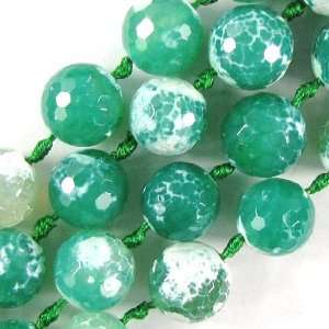  14mm faceted green fire agate round beads 8 strand