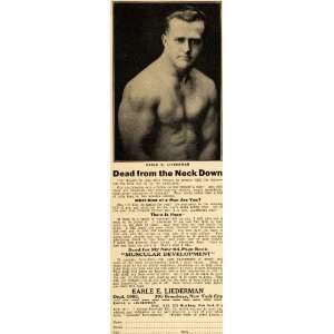  1923 Ad Dead Neck Down Earle Liederman Develop Muscles 