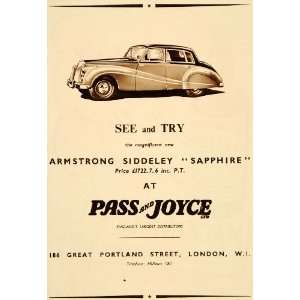   Ad Armstrong Siddeley Sapphire British Saloon Car   Original Print Ad