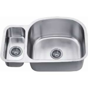  Dawn ASU112L Undermount Satin Double Bowl Kitchen Sink 