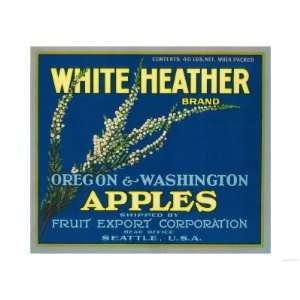 White Heather Apple Label   Seattle, WA Premium Poster Print, 12x16 