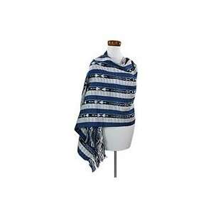  NOVICA Cotton shawl, Blue Tradition