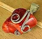 natural red sea coral pendant wire wrapp $ 15 00  see 