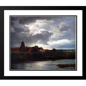 Achenbach, Andreas 34x28 Framed and Double Matted Landschaft mit Fluß 