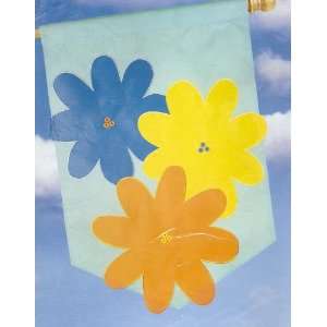  Decorative Flower Flag   Real Button Accents 28 X 40 