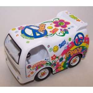   smile,freedom, Rainbow Sign,flowers Logos All Over Van in Color White