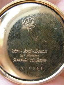 RRR Antique WWII Art Deco Favor gild pocket watch&chain  