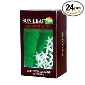 Sun Leaf Jasmine Green Tea, 20 Count Sachet Tea Bags (Pack of 24 