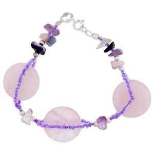   Sterling Silver Bead Accents, Natural Rose Quartz & Fluorite Stones