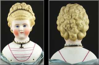 Rare19th C Molded Shoulder China Head Doll w/ Kid Leather & Museum 