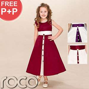 FLOWER GIRLS DRESSES CLARET BURGENDY ROSEBUD DRESS  