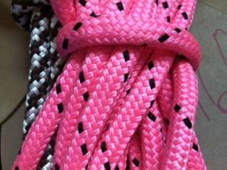 double braid MFP/Pstr ROPE Pink w/Black tracer NEW 100ft. Great 
