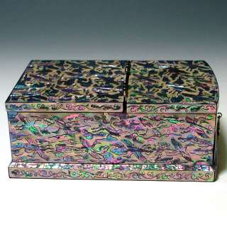   Pearl Inlaid Wood Lacquer Jewelry Storage Trinket Decorative Box Chest