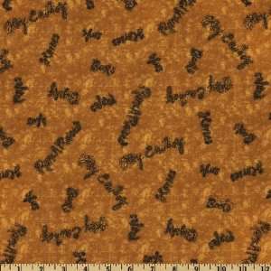  44 Wide Hey Cowboy Flannel Words Brown Fabric By The 