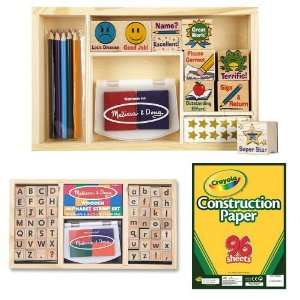 Melissa & Doug Deluxe Alphabet and Classroom Stamp Sets with Crayola 