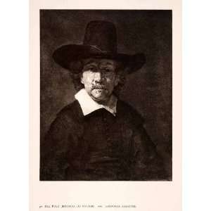 1942 Photogravure Rembrandt Art Portrait Dutch Poet Jeremias de Dekker 