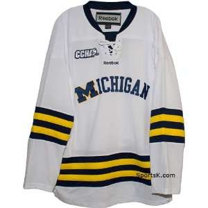  Michigan Reebok Hockey White Jerseys
