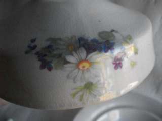   Porcelain Covered Butter Dish w/Delicate Daisy Floral Pattern  